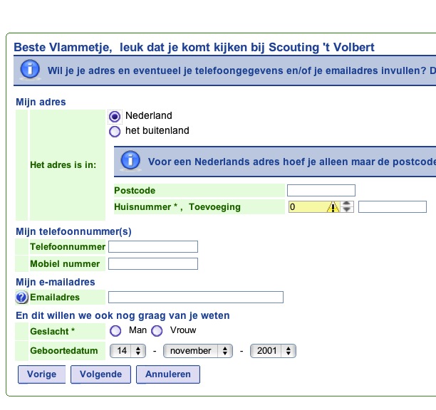 Inschrijven stap 3 Inschrijven bij Scouting 't Volbert stap 3