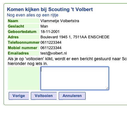 Inschrijven stap 4 Inschrijven bij Scouting 't Volbert stap 4